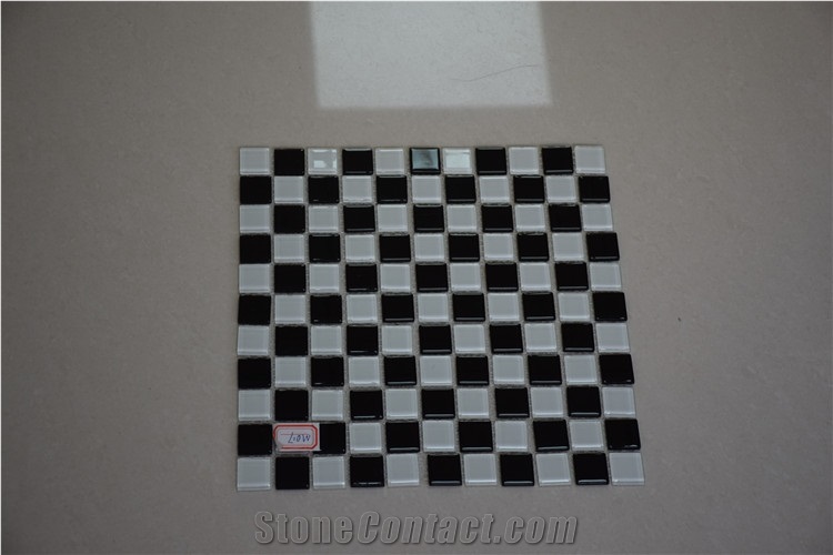 Black Mix White Color Glass Mosaic Tile