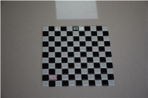 Black Mix White Color Glass Mosaic Tile