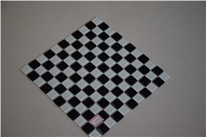 Black Mix White Color Glass Mosaic Tile