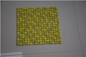 Wall Paper Bright Yellow Glass Mosaic Tile