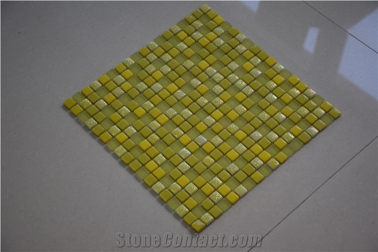 Wall Paper Bright Yellow Glass Mosaic Tile