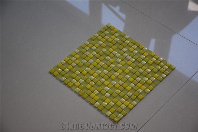 Wall Paper Bright Yellow Glass Mosaic Tile