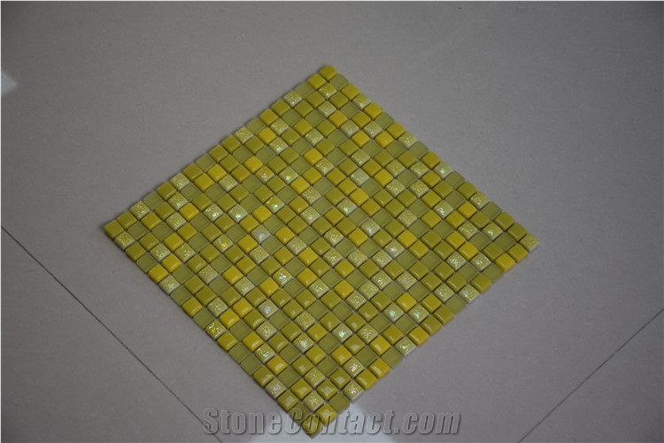 Wall Paper Bright Yellow Glass Mosaic Tile