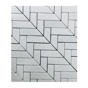 Absolute White Marble Chevron Irregular Mosaic