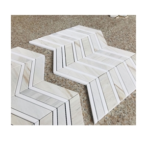 Absolute White Marble Chevron Irregular Mosaic
