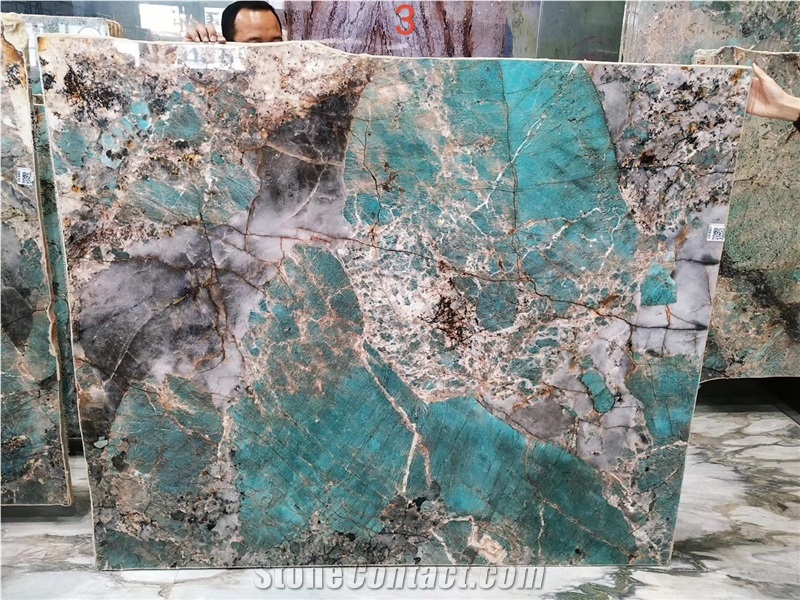 Backdrop Verde Paraiba Amazon Green Granite Slab