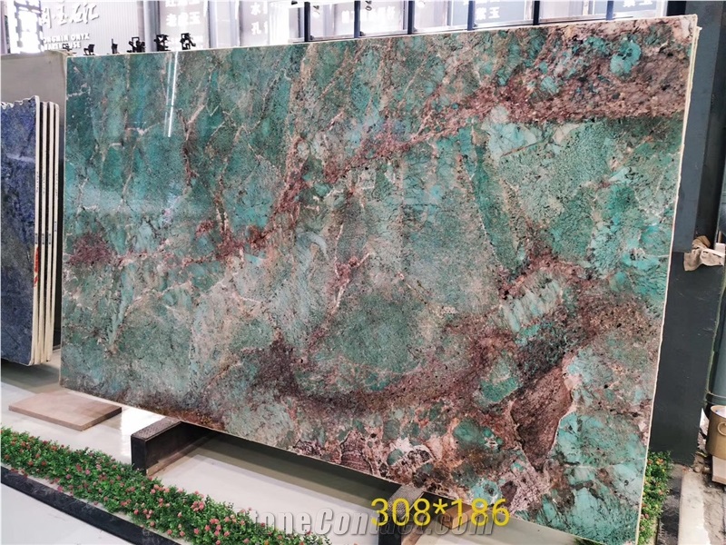 Backdrop Verde Paraiba Amazon Green Granite Slab