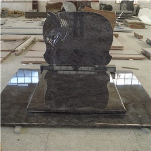 Bahama Blue Granite Tulip Flowers Tombstone