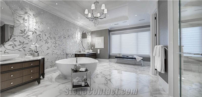 Bathroom Prefab Nano Glass White Quartz