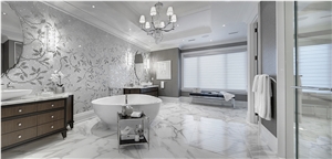 Bathroom Prefab Nano Glass White Quartz