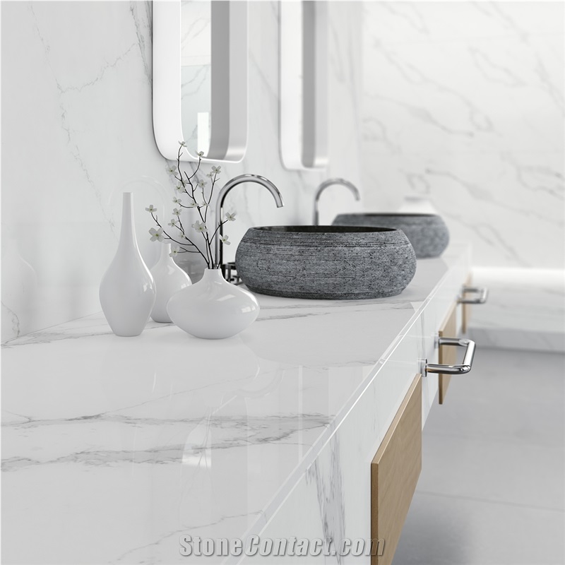 Bathroom Prefab Nano Glass White Quartz