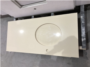 Beige Crushed Recycleglass Stone Quartz Vanity Top