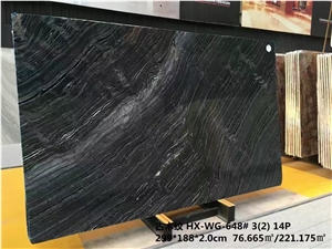 Black Ancient Wood Grain Marble Slab for Projects