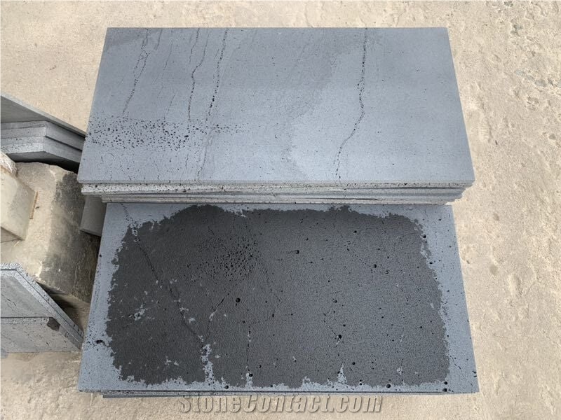 Black Basalt Lava Stone Tiles with Hole