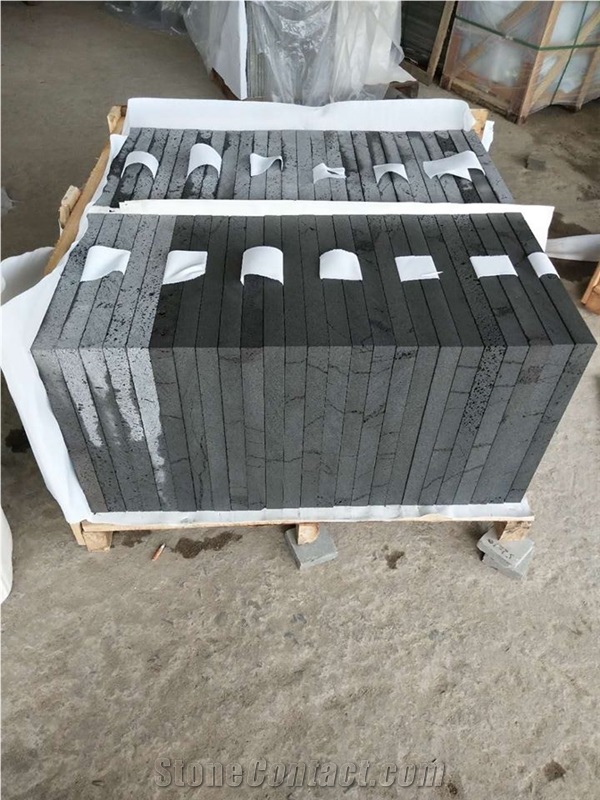 Black Basalt Lava Stone Tiles with Hole