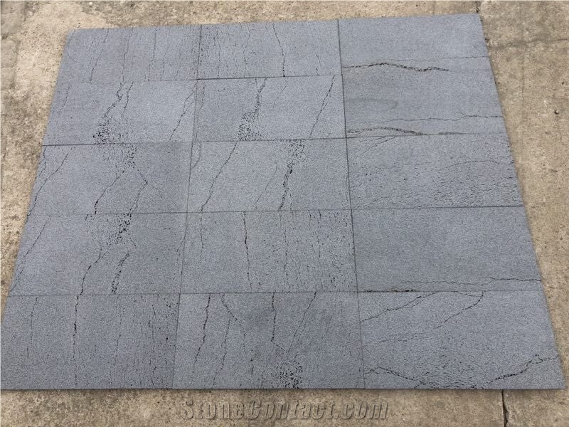 Black Basalt Lava Stone Tiles with Hole
