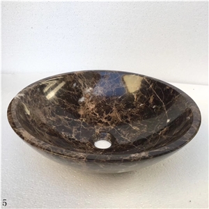 Black Emperador Marble Basin Natural Stone Basin