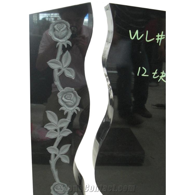 Black Granite Custom Design Tombstone