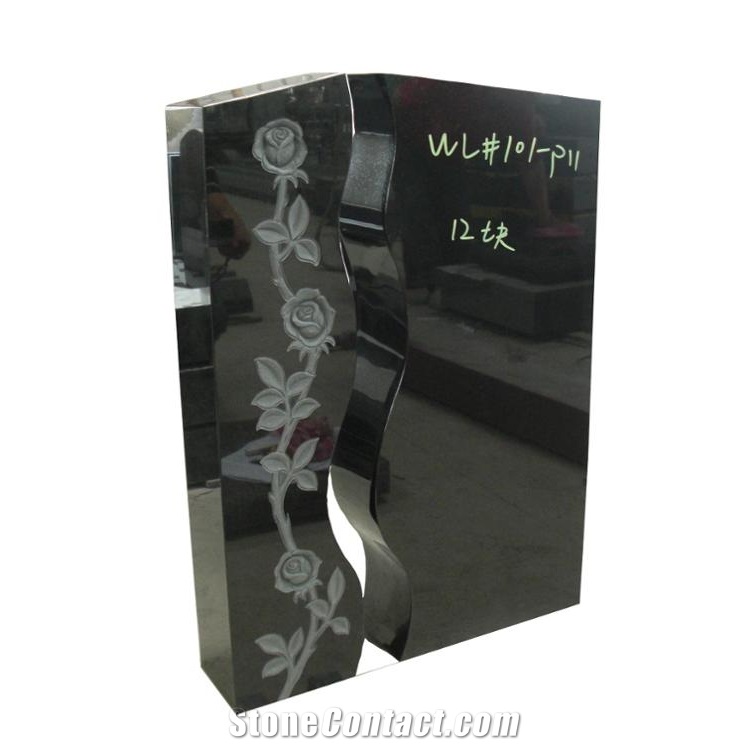 Black Granite Custom Design Tombstone