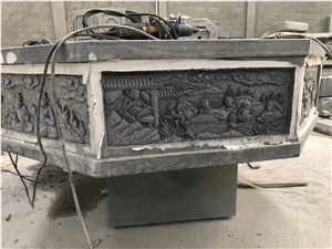 Black Granite Relief Wall Stone Anaglyph Carving