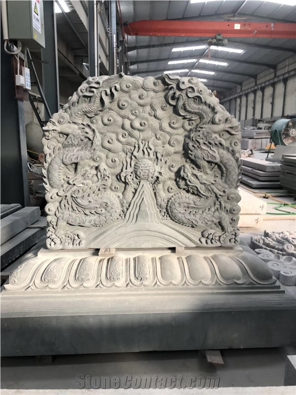 Black Granite Relief Wall Stone Anaglyph Carving