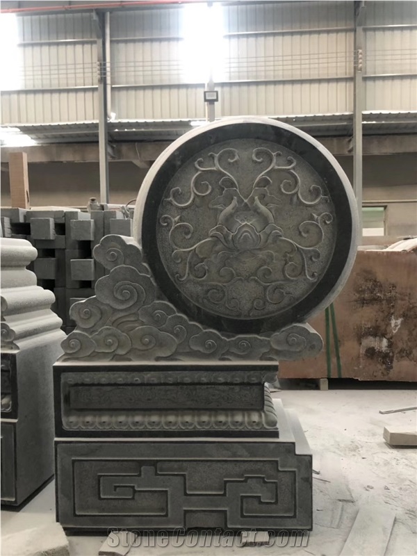 Black Granite Relief Wall Stone Anaglyph Carving