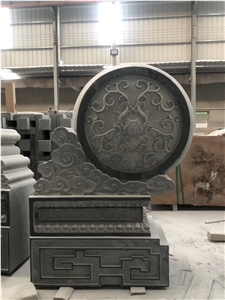 Black Granite Relief Wall Stone Anaglyph Carving