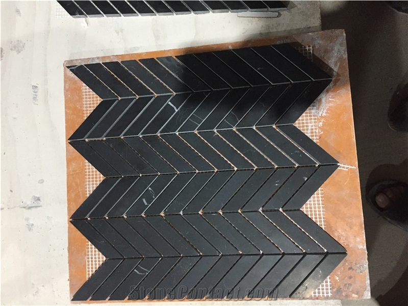 Black Marble Hexagon Mosaic Floor Wall Paving