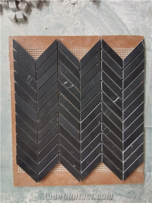 Black Marble Hexagon Mosaic Floor Wall Paving