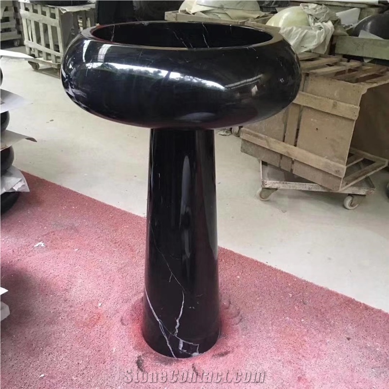 Black Marquina Marble Bathroom Round Stone Basins