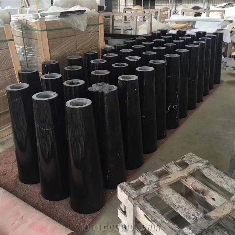 Black Marquina Marble Bathroom Round Stone Basins