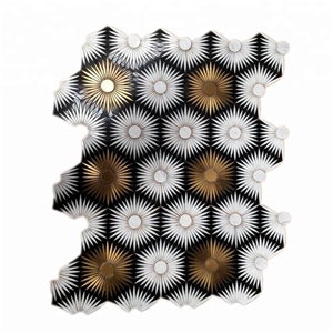 Black Rose Inlay Brass Water-Jet Marble Mosaic