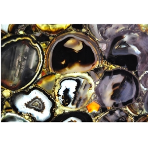 Black Translucent Agate Semiprecious Stone Slabs