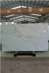Book Match Nano Calacatta White Glass Marble Slabs