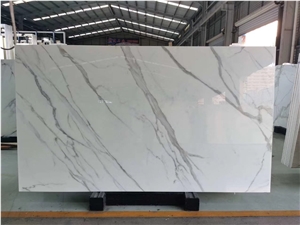 Book Match Nano Calacatta White Glass Marble Slabs