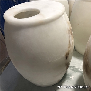 Brown Vein White Snow Alabaster Vase Ceiling Light