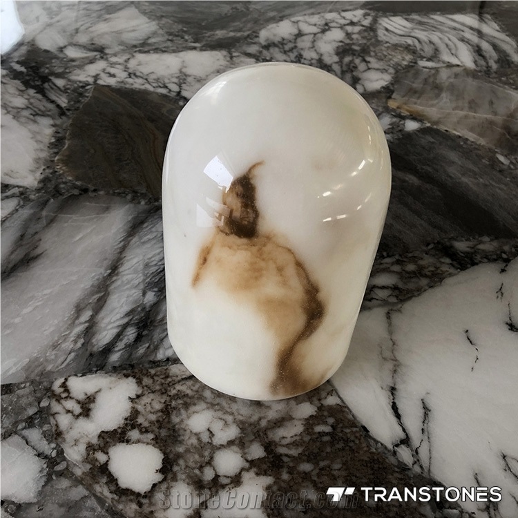 Brown Vein White Snow Alabaster Vase Ceiling Light