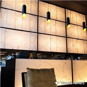 Brown Veins White Snow Alabaster Wall Panel