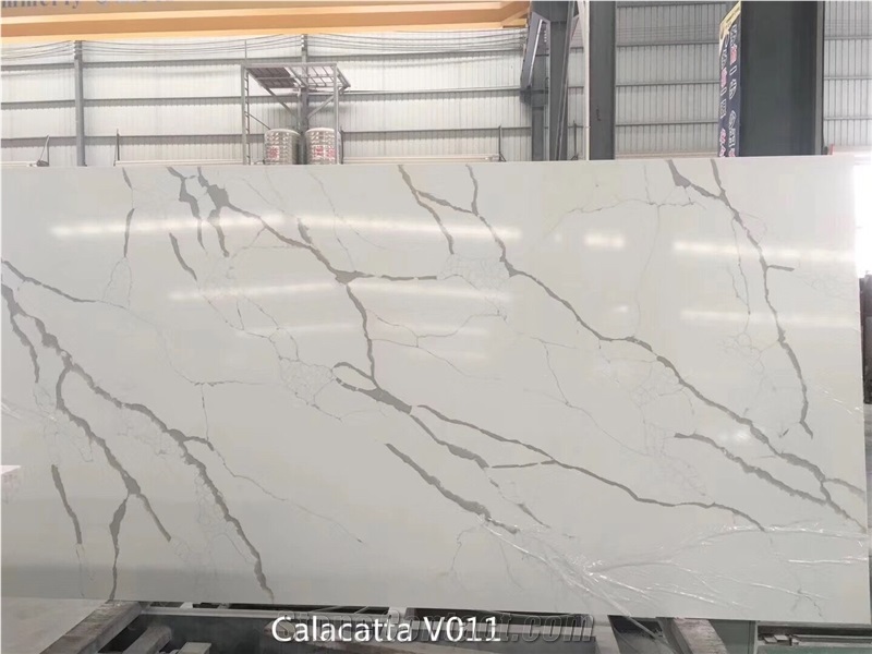 Calacatta White Polished Artificial Stone Slab Wall