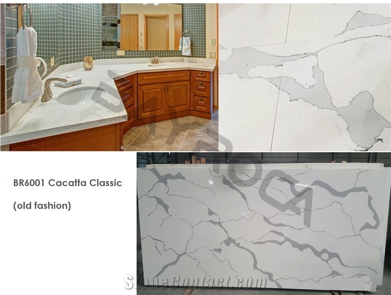 Calacatta Marble Look White Classic Quartz Slabs