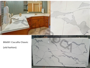 Calacatta Marble Look White Classic Quartz Slabs