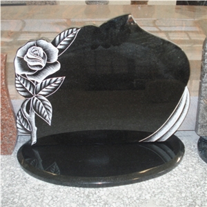 Cemetery Plague Granite Headstone with Rose Design