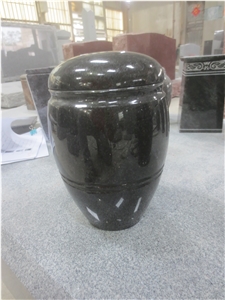 Cemetery Usage Indian Black Granite Urn with Lid