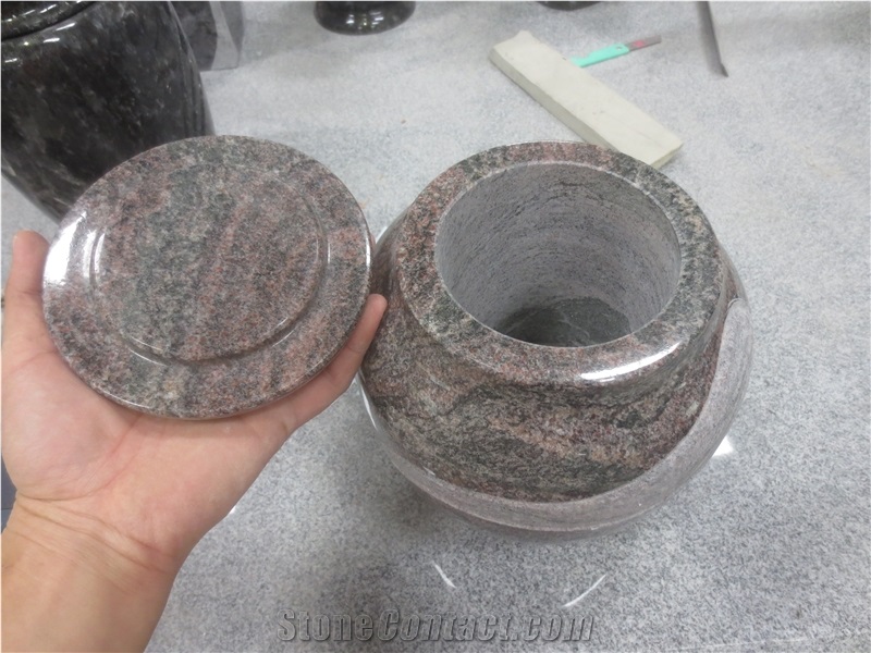 Cemetery Usage Multicolor Red Granite Urn
