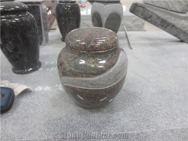 Cemetery Usage Multicolor Red Granite Urn