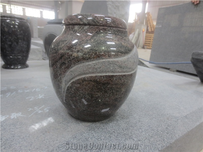 Cemetery Usage Multicolor Red Granite Urn