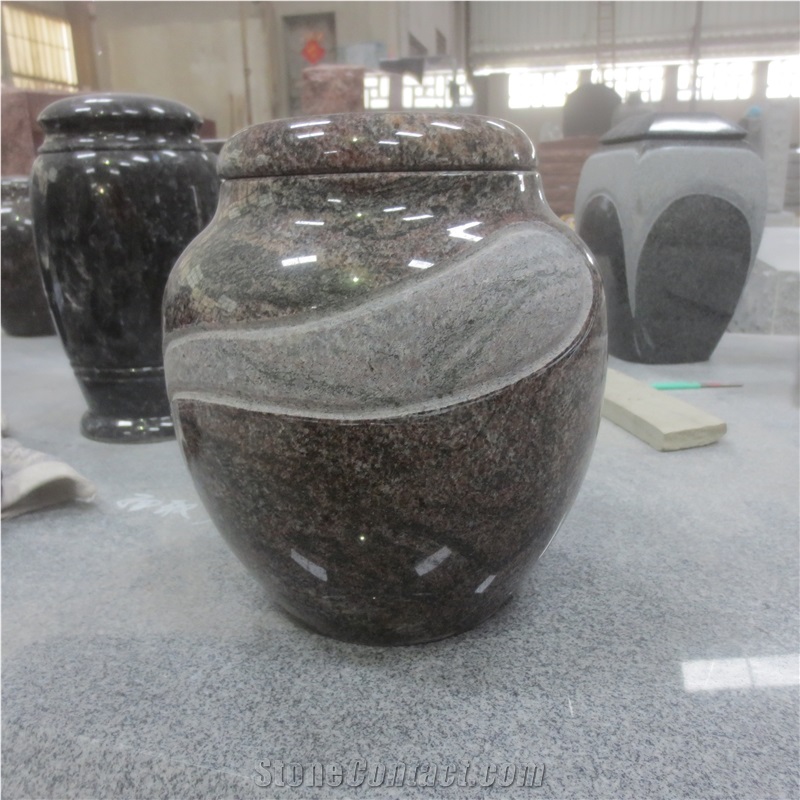 Cemetery Usage Multicolor Red Granite Urn