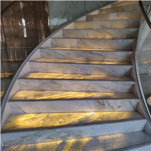 Changbai White Jade Marble Backlit Steps