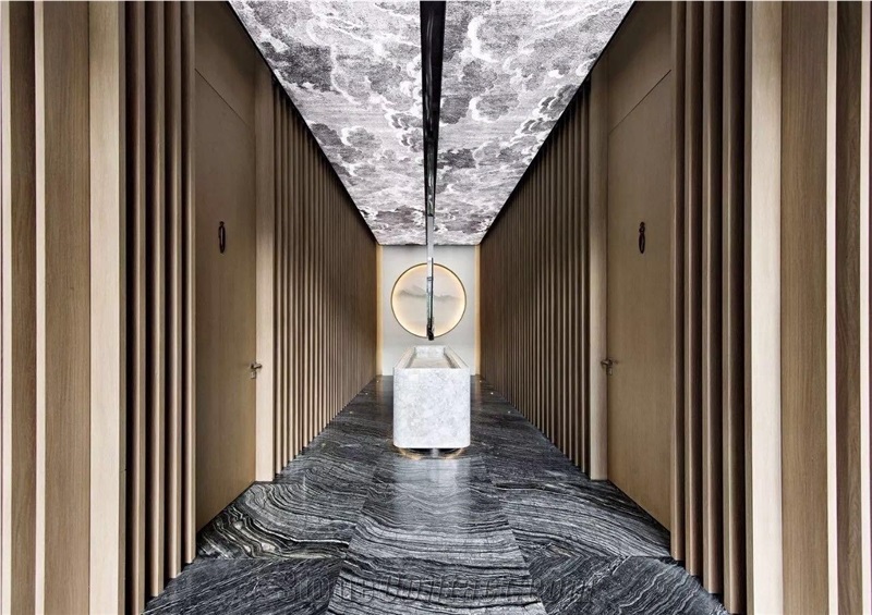 China Black Wooden Marble Block