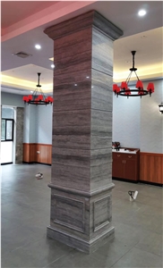 China Blue Vein Wood Marble Colunm, Roman Colunm